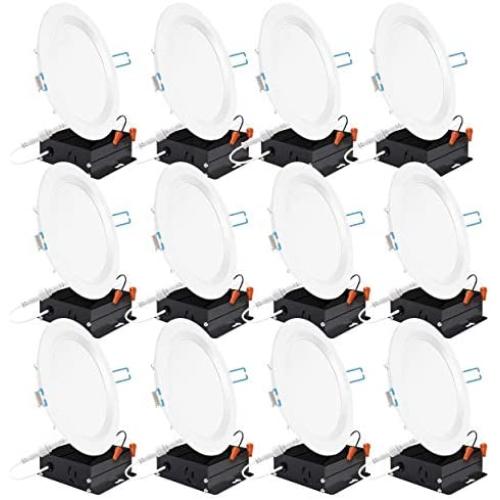 Sunco Lighting 12 Pack 6 Inch Slim LED Downlight, Baffle Trim, Junction Box, 14W=100W, 850 LM, Dimmable, 5000K Daylight, Recessed Jbox Fixture, IC Rated, Retrofit Installation - ETL & Energy Star