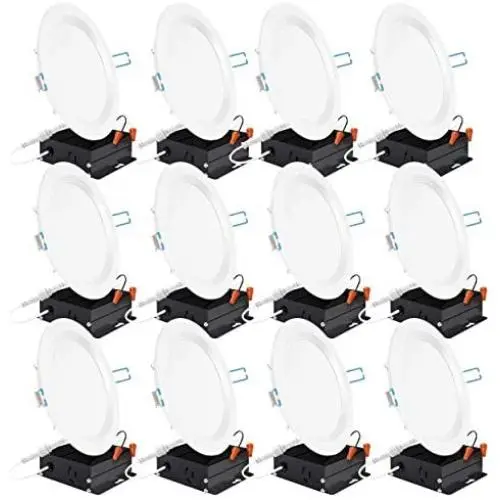 Sunco Lighting 12 Pack 6 Inch Slim LED Downlight, Baffle Trim, Junction Box, 14W=100W, 850 LM, Dimmable, 2700K Soft White, Recessed Jbox Fixture, IC Rated, Retrofit Installation - ETL & Energy Star Sunco Lighting 12 Pack 6 Inch Slim LED Downlight, Baffle Trim, Junction Box, 14W=100W, 850 LM, Dimmable, 2700K Soft White, Recessed Jbox Fixture, IC Rated, Retrofit Installation - ETL & Energy Star