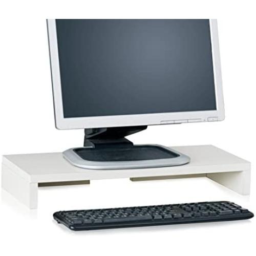 Way Basics TV PC Desktop Modern Computer Monitor Stand Screen Riser (Tool-Free Assembly and Uniquely Crafted from Sustainable Non Toxic zBoard Paperboard), White