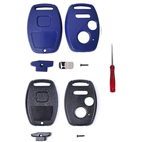 for Honda Key Fob Shell,Replacement Key Shell Housing Keyless Entry Remote Honda Key Fob with Stickers Fit for Honda Accord Crosstour Civic CR-V CR-Z Fit Odyssey (2+1 Buttons, 1 Black+1 Blue)