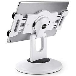 AboveTEK Retail Kiosk iPad Stand, 360° Rotating Commercial Tablet Stand, 6-13.5'' Ipad Mini Pro-Business Tablet Holder, Swivel Design for Store POS Office Showcase Reception Kitchen Desktop (White)
