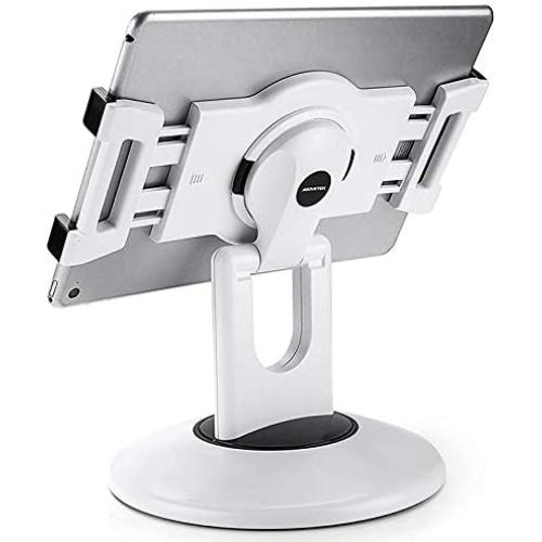 AboveTEK Retail Kiosk iPad Stand, 360° Rotating Commercial Tablet Stand, 6-13.5'' Ipad Mini Pro-Business Tablet Holder, Swivel Design for Store POS Office Showcase Reception Kitchen Desktop (White)