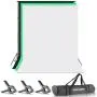 Neewer Photo Studio 8.5 X 10 feet/2.6 X 3 Meters Backdrop Stand Background Support System with 6 X 9 feet/1.8 X 2.8 Meters Fabric Backdrop (White, Black, Green) for Portrait Product Video Shooting