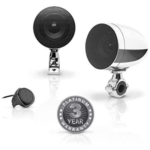 BOSS Audio Systems MC625BA Motorcycle Speaker Sound System - Bluetooth, Amplified, Weatherproof, 3 Inch Speakers, Multi-Function Volume Control, Also Use with ATVs UTVs