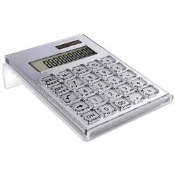 EXPUTRAN Acrylic Calculator with Stand, Battery and Solar Hybrid Powered Basic Calculator 12-Digit LCD Display,Home Office Desktop Accessories(Silver)