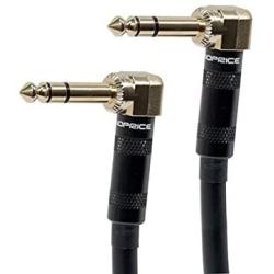 Monoprice 109439 Premier Series 1/4 Inch (TRS) Male Right Angle to Male Right Angle 16AWG Cable Cord - 1.5 Feet- Black (Gold Plated)