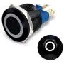 MGI SpeedWare Black Aluminum Push Button Switch 22mm with Socket, 3A 12vDC Ring LED (Momentary, White)