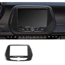 1 Piece Black Carbon Fiber 7'' Radio Screen Navigation Panel Trim Cover Decal Sticker for Chevrolet Camaro 2016-Present Accessories