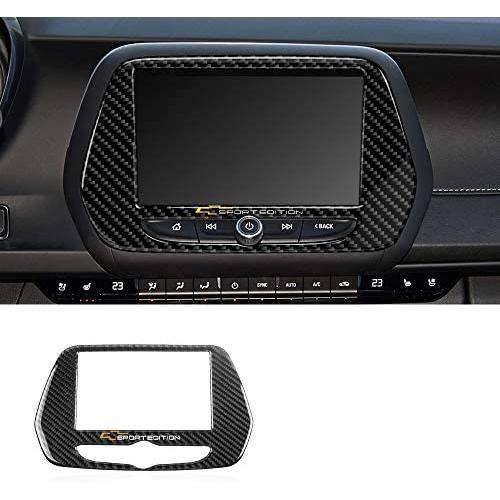 1 Piece Black Carbon Fiber 7'' Radio Screen Navigation Panel Trim Cover Decal Sticker for Chevrolet Camaro 2016-Present Accessories