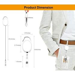 Fushing 20Pcs Retractable ID Badge Holders ID Badge Reels with Clip Retractable Badge Holders for Office Worker Doctor Nurse(White)