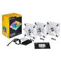 Corsair QL Series, iCUE QL120 RGB, 120mm RGB LED PWM White Fan, Triple Fan Kit with Lighting Node Core