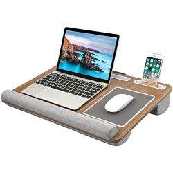 HUANUO Lap Desk - Fits up to 17 inches Laptop Desk, Built in Mouse Pad & Wrist Pad for Notebook, MacBook, Tablet, Laptop Stand with Tablet, Pen & Phone Holder - HNLD6