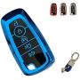 BFANG for Ford Key Fob Cover, TPU Key Fob Shell Protector Shell Keyless Remote Control Smart Key Holder with Keychain Fit for Ford Fusion Edge Explorer Escape Mustang Smart Remote Fob Key (Blue)