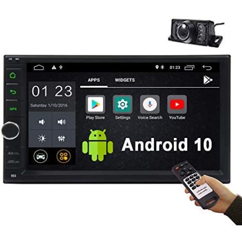 Android 10.0 Car Stereo Double Din 7 Inch in Dash Head Unit Touch Screen Car Radio Multimedia Player WiFi 4G Bluetooth FM/AM RDS Receiver GPS Navigation with Backup Camera&Remote Control(1G+16G)