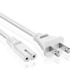 TNP Universal 2 Prong Power Cord (1FT) - NEMA 1-15P to IEC320 C7 18AWG Figure 8 Shotgun Connector AC Power Supply Cable Wire Socket Plug Jack (White) Compatible with Apple TV, PS4, PS3 Slim, LED HDTV