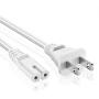 TNP Universal 2 Prong Power Cord (1FT) - NEMA 1-15P to IEC320 C7 18AWG Figure 8 Shotgun Connector AC Power Supply Cable Wire Socket Plug Jack (White) Compatible with Apple TV, PS4, PS3 Slim, LED HDTV