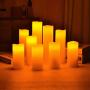 YIWER Flameless Candles Battery Operated Candles 5.5'' 6'' 6.5'' 7'' 8'' 9'' Set of 9 Ivory Real Wax Pillar LED Candles with 10-Key Remote and Cycling 24 Hours Timer