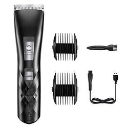 STOON Hair Clippers, Cordless Rechargeable Beard Trimmer Hair Trimmer for Men, Waterproof Hair Cutting Kit with LED Display & 2 Guide Combs (4 Adjustable Levels) for Family Use