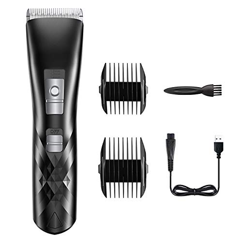 STOON Hair Clippers, Cordless Rechargeable Beard Trimmer Hair Trimmer for Men, Waterproof Hair Cutting Kit with LED Display & 2 Guide Combs (4 Adjustable Levels) for Family Use