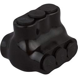 Morris Products Black Insulated Multi-Cable Connector – 3 Wire Ports, 2-14 Wire Range, Slotted Allen Hex – 1.6“ L x 1.5” H – Dual Entry