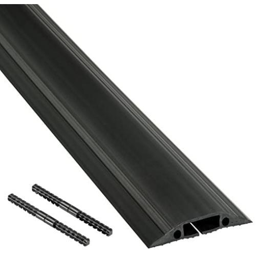 D-Line FC83B Medium Duty Linkable Floor Cable Cover/Cable Protector | Protect Cables & Prevent a Trip Hazard | 6 Foot (L) - Cable Cavity 1 3/16” W x 3/8” H | Black
