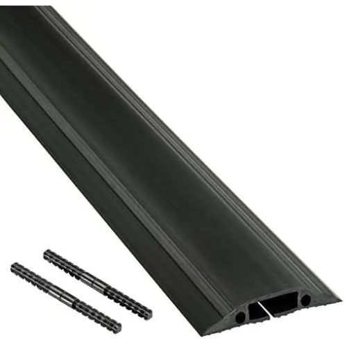 D-Line FC83B Medium Duty Linkable Floor Cable Cover/Cable Protector | Protect Cables & Prevent a Trip Hazard | 6 Foot (L) - Cable Cavity 1 3/16” W x 3/8” H | Black