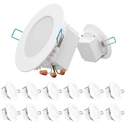 Sunco Lighting 12 Pack 4 Inch Slim LED Downlight, Integrated Junction Box,10W=60W, 650 LM, Dimmable, 6000K Daylight Deluxe, Recessed Jbox Fixture, IC Rated, Simple Retrofit Installation - ETL