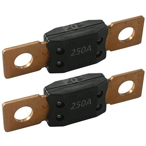 2 Pack High-Current Stud Mount Fuse - 250 Amp Rating 32V, 298 Series, Time Delay, Bolt Down - Automotive/Marine