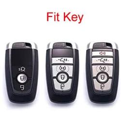 Royalfox(TM) 3 4 5 Buttons TPU Smart keyless Entry Remote Key Fob case Cover Keychain for 2017 2018 2019 2020 Ford Mustang Explorer Edge Fusion Mondeo F150 F250 F350 F450 F550 (Silver)