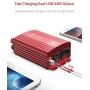 BESTEK 500W Power Inverter DC 12V to 110V AC Converter with Alligator Battery Clamp 4.8A Dual USB Car Charger ETL Listed