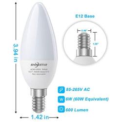 SHINESTAR 12-Pack E12 LED Ceiling Fan Light Bulbs 60 watt Equivalent 120v, Daylight 5000K, Small Candelabra Base Light Bulb for Chandelier, Type B B11 LED Bulb, Non-dimmable
