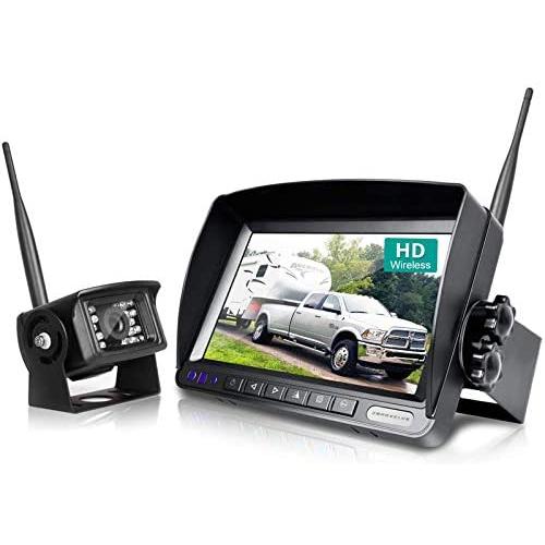 ZEROXCLUB Digital Wireless Backup Camera System Kit,No Interference,IP69 Waterproof Wireless Rear View Camera + 7’’ LCD Wireless Reverse Monitor for Rv/Truck/Trailer/Bus/Pickup/Van (W01-7 inch)