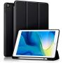 Akkerds Case Compatible with iPad 10.2 2020 iPad 8th Gen/2019 iPad 7th Gen with Pencil Holder, Protective Case with Soft TPU Back, Auto Sleep/Wake Cover Compatible for iPad 8th/7th Gen, Black