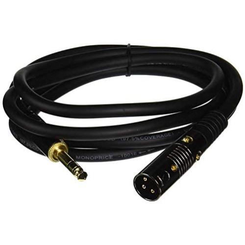 Monoprice 104761 6Ft Premier Series XLR Male to 1/4Inch TRS Male 16AWG Cable (Gold Plated)