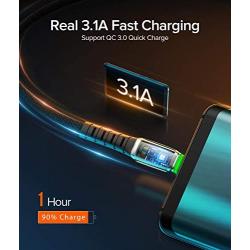 INIU USB C Cable, 【5 Pack 3.1A】Quick QC3.0 Fast Charging USB Type C Cable, (1.6+3.3+3.3+6.6+6.6ft) Nylon Phone Charger USB-C Cables for Samsung Galaxy S20 S10 S9 S8 Plus Note 10 9 LG Google Pixel etc