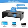 Marbrasse Monitor Stand Riser, 16.5 Inch 2 Tier Computer Monitor Stand, Printer Shelf Stand for Laptop Computer Screen Storage, Desktop Organizer with Phone Holder and Cable Management Black