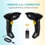 NADAMOO Wireless Barcode Scanner with Stand 2-in-1 2.4G Wireless & Wired USB Bar Code Scanner Handheld Laser Bar Code Reader Automatic Hand Scanner for Computer POS Warehouse Inventory Library