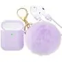 CTYBB for Airpod Case,Silicone Airpods Case Cover with Fur Ball Keychain Compatible with Apple Airpods 2/1 (Front LED Visible)