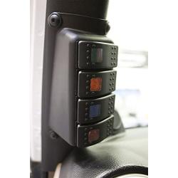 Daystar, Jeep JK Wrangler A-Pillar Switch Pod, includes 4 Daystar, Rocker Switches, Black, fits 2007 to 2017 2/4WD, KJ71056BK, Made in America