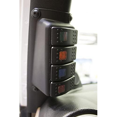 Daystar, Jeep JK Wrangler A-Pillar Switch Pod, includes 4 Daystar, Rocker Switches, Black, fits 2007 to 2017 2/4WD, KJ71056BK, Made in America