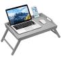 Rossie Home Media Bed Tray with Phone Holder - Fits up to 17.3 Inch Laptops and Most Tablets - Calming Gray - Style No. 78105