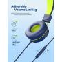 iClever Kids Headphones with Microphone- Wired Headphones for Kids with 94dB Volume Limited, Adjustable Headband, Stereo Sound, Foldable - Childrens Headphones for Boys/Girls/School/Travel/iPad, Green