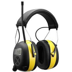 Smoostart Am/Fm Radio Hearing Protector, Noise Reduction Safety Ear Muffs, 30db Noise Cancelling Ear Protection with Digital Display for Mowing,Snowblowing, Construction, Shooting, Work Shops
