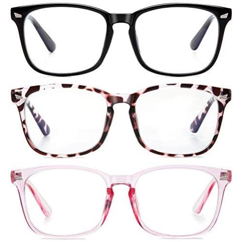 Frolesant Blue Light Glasses for Women, Anti Eye Eyestrain Reading Gaming Glasses Non Prescription, Computer Reading Eyeglasses for Men - 3 Pack