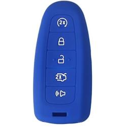 2PCS XUHANG Sillicone key Skin Cover key Remote Case Protector Shell for Ford Edge Escape Explorer Focus LINCOLN MKS MKT MKX MKZ Keyless Entry Smart Remote 5 Buttons black blue
