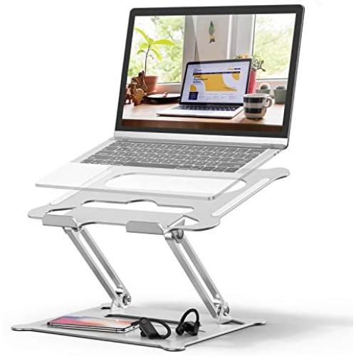 Adjustable Laptop Stand, FYSMY Ergonomic Portable Computer Stand with Heat-Vent to Elevate Laptop, 13 Lbs Heavy Duty Laptop Holder Compatible with MacBook, Air, Pro All Laptops(Silver) (Silver)
