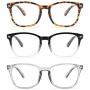 Gaoye 3-Pack Reading Glasses Blue Light Blocking Computer Readers Anti UV Ray Fashion Square Nerd Eyeglasses Frames Women Men