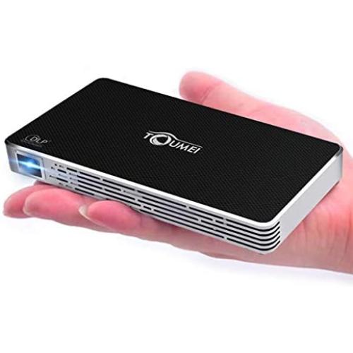 TOUMEI Mini Projector, Android 7.1 OS, Screen Share for iOS Android, Quad-Core HDMI/TF/USB Socket Auto Keystone Correction, Portable Video Projector