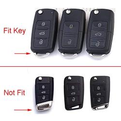 ROYALFOX(TM Luxury 2 3 Buttons Soft TPU flip Remote Key Fob case Cover for VW Volkswagen Jetta GTI Passat Golf Bora Polo Tiguan Touareg Beetle Multivan Sagitar Passat,Skoda Keychain (Blue)