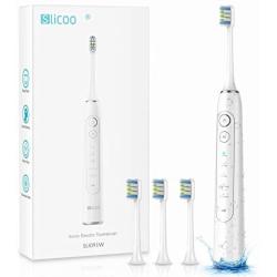 Slicoo Rechargeable Electric Toothbrush, Whitening Electric Toothbrush - Sonic Toothbrush for Adults with 5 Modes, 4 Brush Heads, 1800mAh Battery & Smart Timer (Electric Toothbrush Set)